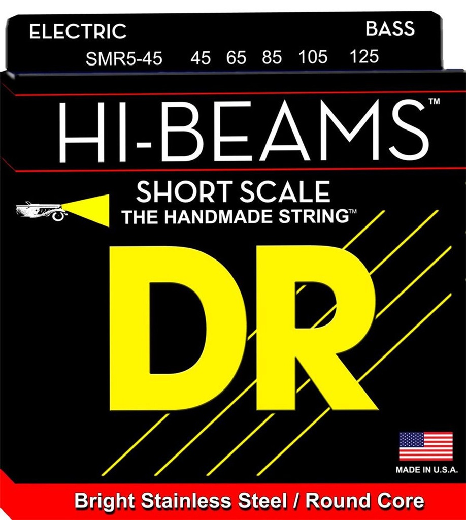 [SMR5-45] DR HI-BEAM Stainless Steel Bass Strings, 5-String Medium, 45-125, Short Scale