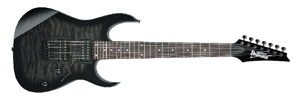 Ibanez Gio GRG7221QA 7-String Electric Guitar, Transparent Black Sunburst