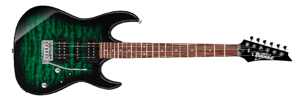 Ibanez Gio GRX70QA Electric Guitar, Transparent Emerald Burst
