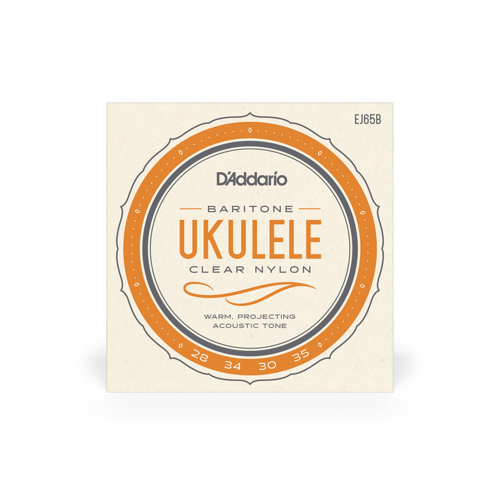 D'Addario EJ65B Baritone Ukulele Strings, Clear Nylon