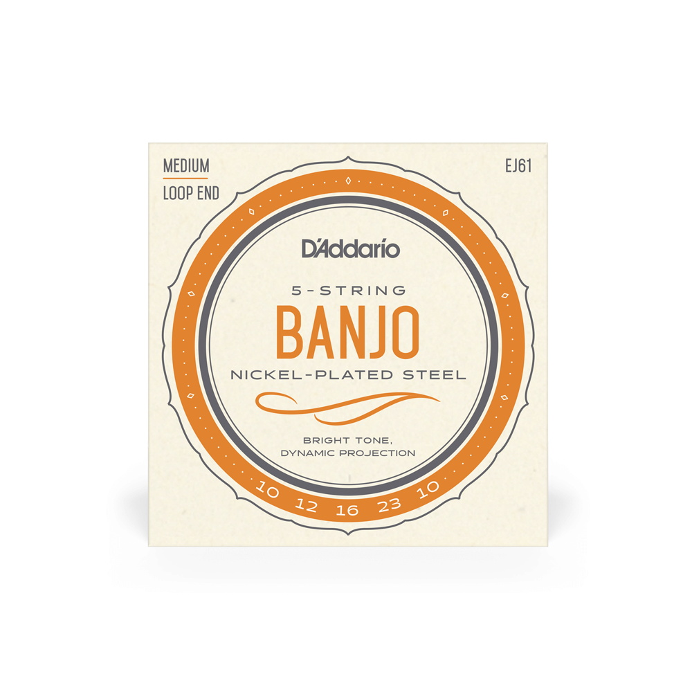 [EJ61] D'Addario EJ61 5-String Banjo Strings, Nickel, Medium 10-23