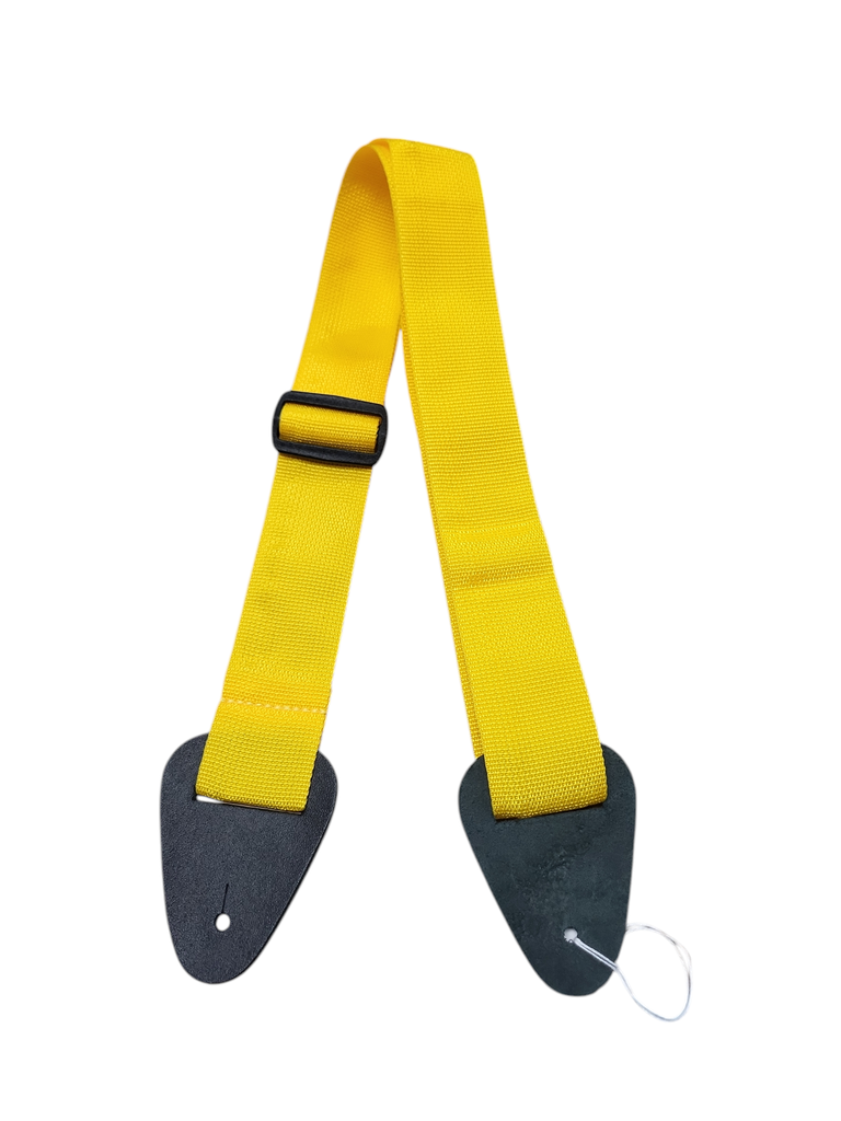 Basic 2" Wide Poly Guitar Strap with Leather Ends, Yellow