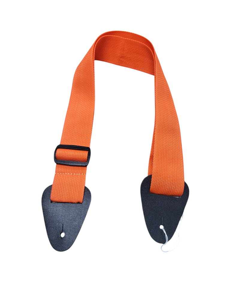 Basic 2" Wide Poly Guitar Strap with Leather Ends, Orange