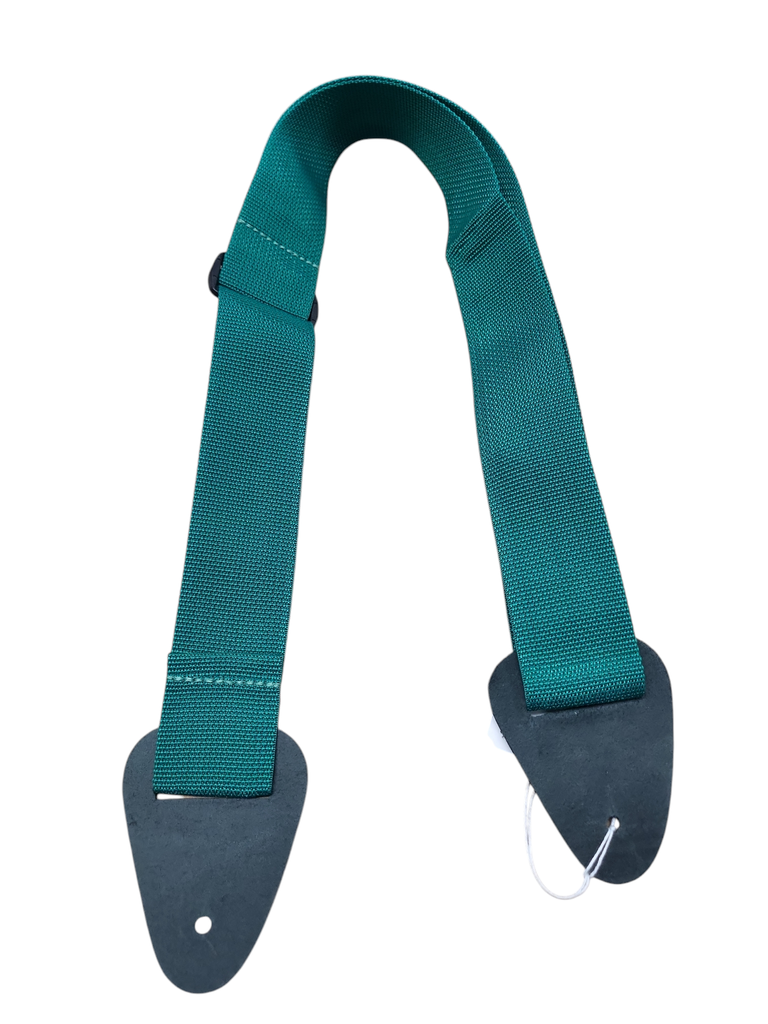 [Strap2Green] Basic 2" Wide Poly Guitar Strap with Leather Ends, Green