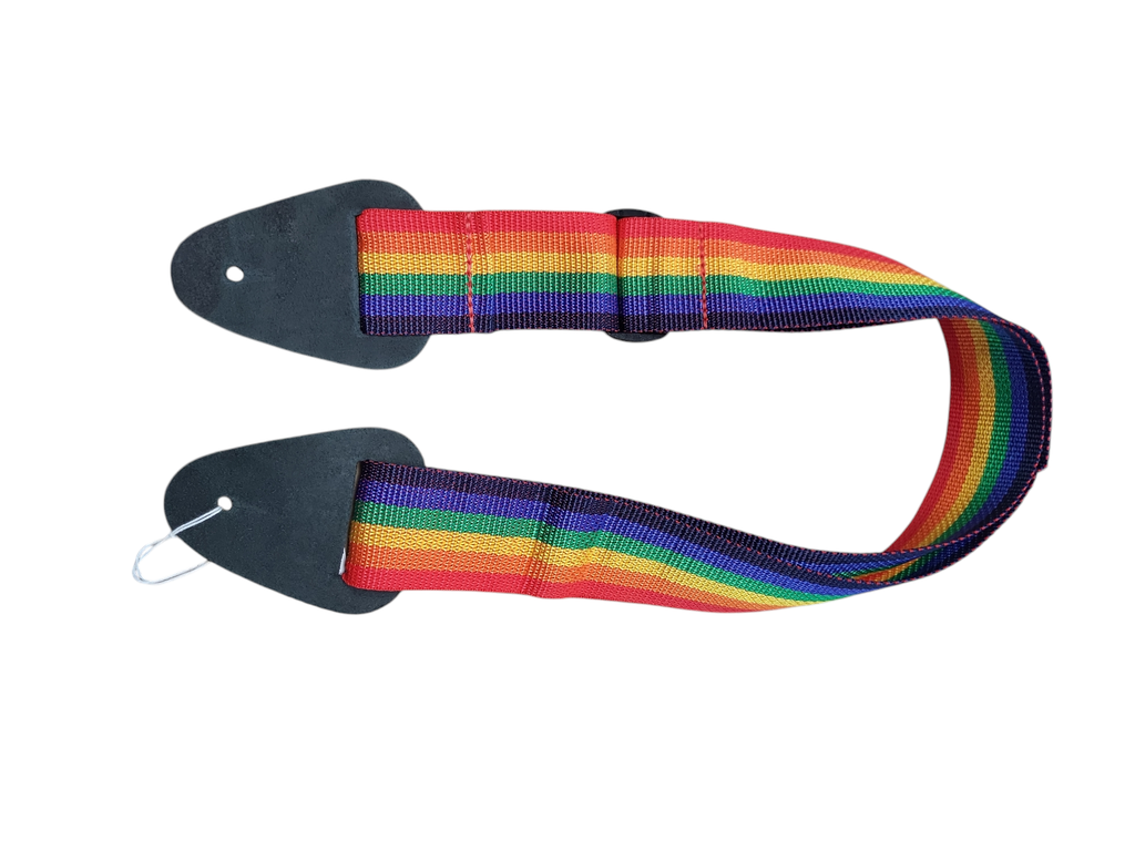 Basic 2" Wide Poly Guitar Strap with Leather Ends, Rainbow