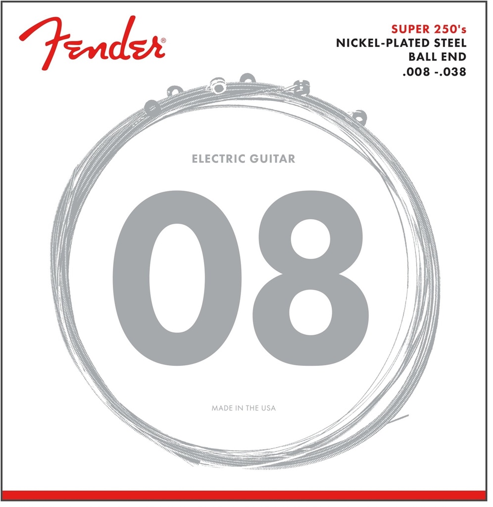 Fender Super 250's Electric Guitar Strings, 08-38 250XL