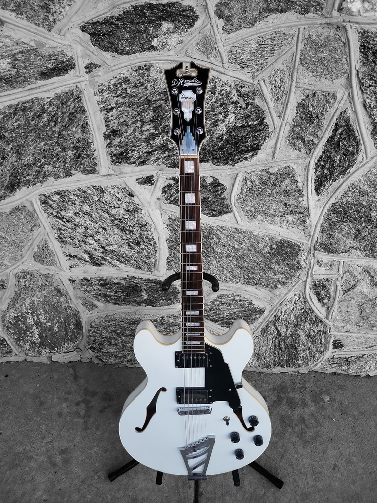 D'Angelico Premier DC Semi-Hollow Double Cutaway Electric Guitar, White