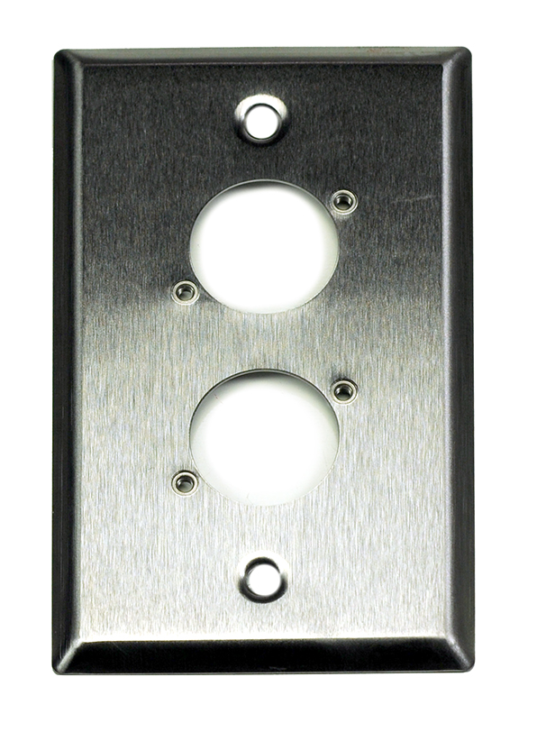 Whirlwind WP1/2H Single Gang Wallplate with 2 XLR Punches, Silver