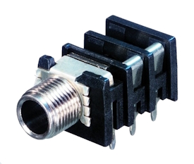 Fender REAN 1/4" Stereo Jack, PC Mount, 6 Pins, Metal Threads, Grounding Type, 0079774000