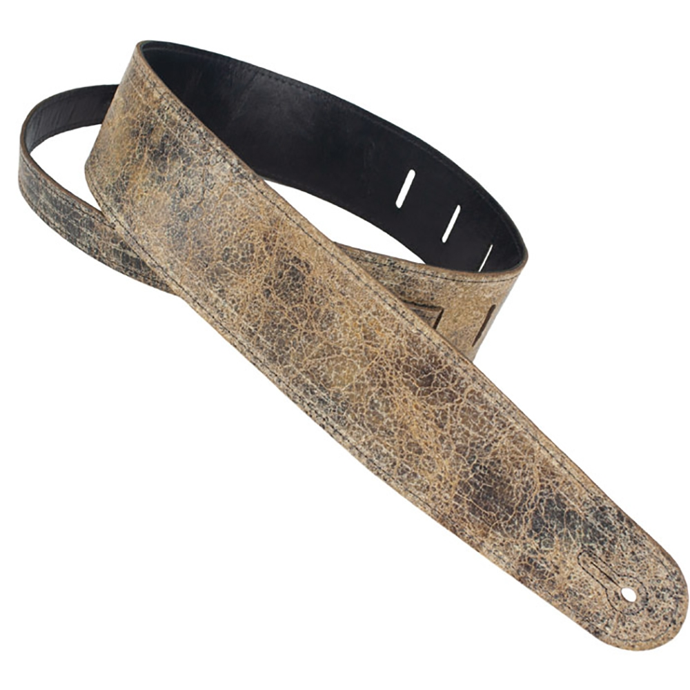 [HP25NS-BRN] Henry Heller 2.5" Distressed Leather Guitar Strap, Brown