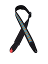 Henry Heller HP-2BLK-03 Peruvian Guitar Strap, Black/Blue/Orange
