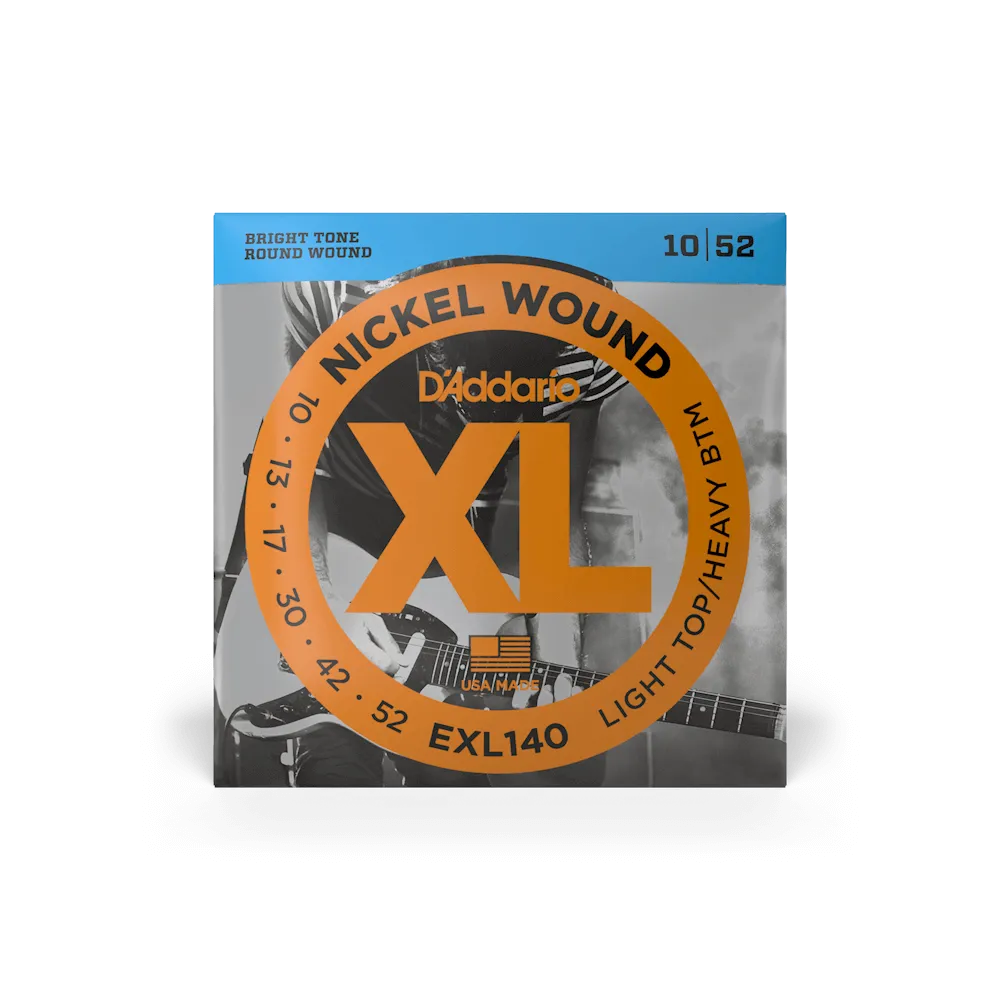 D'Addario XL Nickel Wound Electric Strings, Light Top/Heavy Bottom, 10-52, EXL140