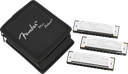 Fender Blues Deluxe Harmonicas, Set of 3 with Case