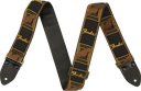 Fender Legacy Vintage Monogram Strap, Black/Yellow & Brown, 2"