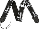 Fender Running Logo Strap, Black/White Logo, 2"