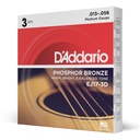 D'Addario EJ17 13-56 Medium, Phosphor Bronze Acoustic Guitar Strings, 3-Pack