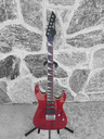 Shine Ibanez Style Electric Guitar, Transparent Red