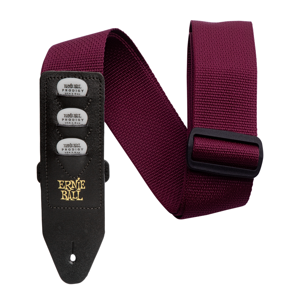 [P04688] Ernie Ball Burgundy Pickolder Polypro Strap  