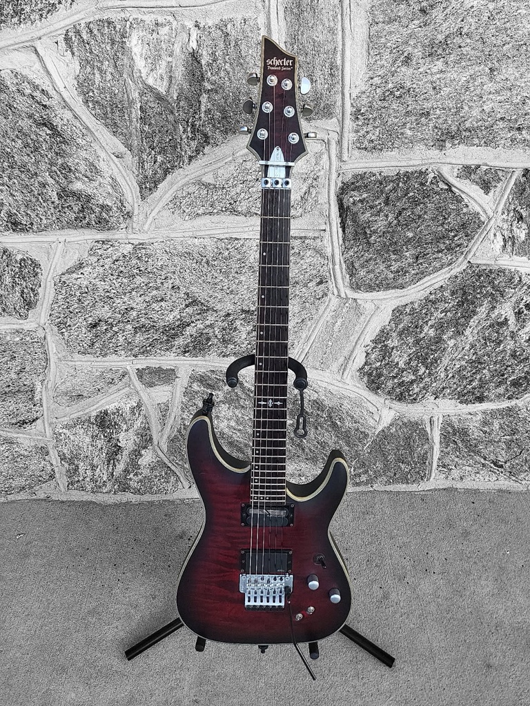 Schecter C-1 Platinum FR S Sustainiac 2017 - 2021 - Crimson Red Burst Satin