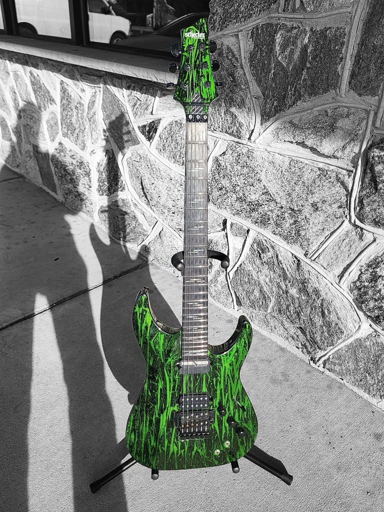 Schecter C-1 FR-S Silver Mountain - Toxic Venom, with Sustainiac