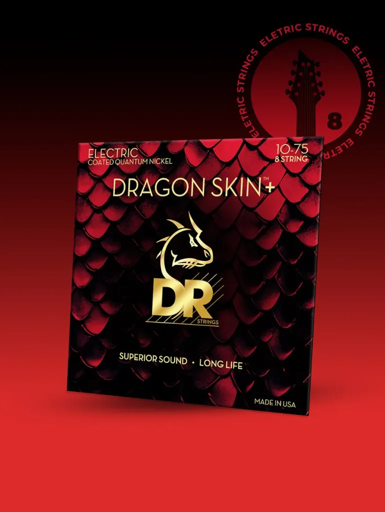 [DEQ810] DR Strings Dragon Skin+ Quantum Nickel Coated Electric Guitar Strings - Medium .010-.075, 8-string