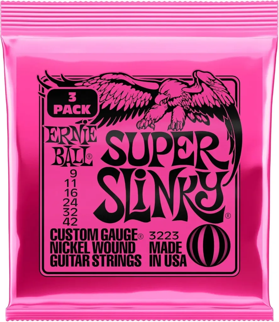 [P03223] Ernie Ball Super Slinky Nickel Wound Electric Guitar Strings 9-42 Gauge - 3 Pack
