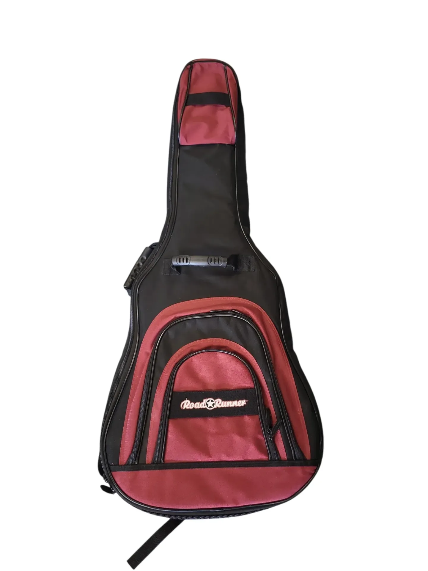 Road Runner Dreadnaught Acoustic Guitar Gig Bag, Black/Red