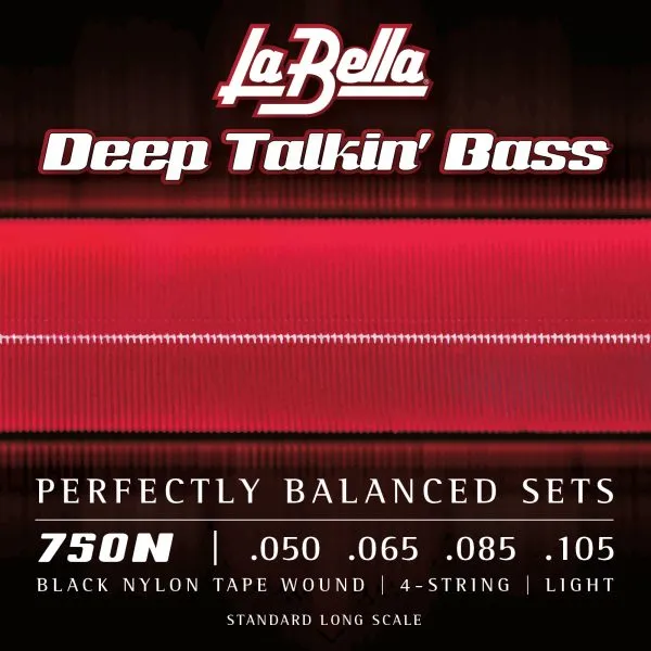La Bella 750N Black Nylon Bass Strings, 50-105, Light