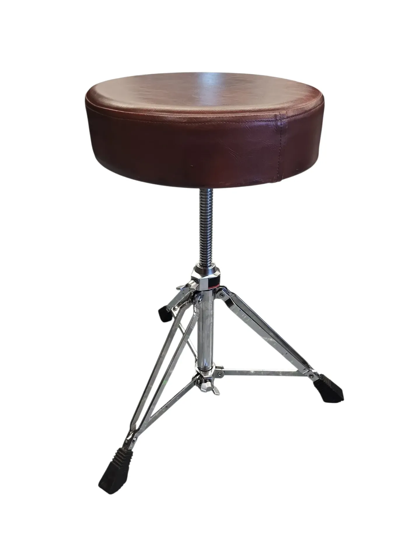Yamaha Vintage Brown Seat Double Braced Professional Drum Throne, 70s/80s, Red/Black Label