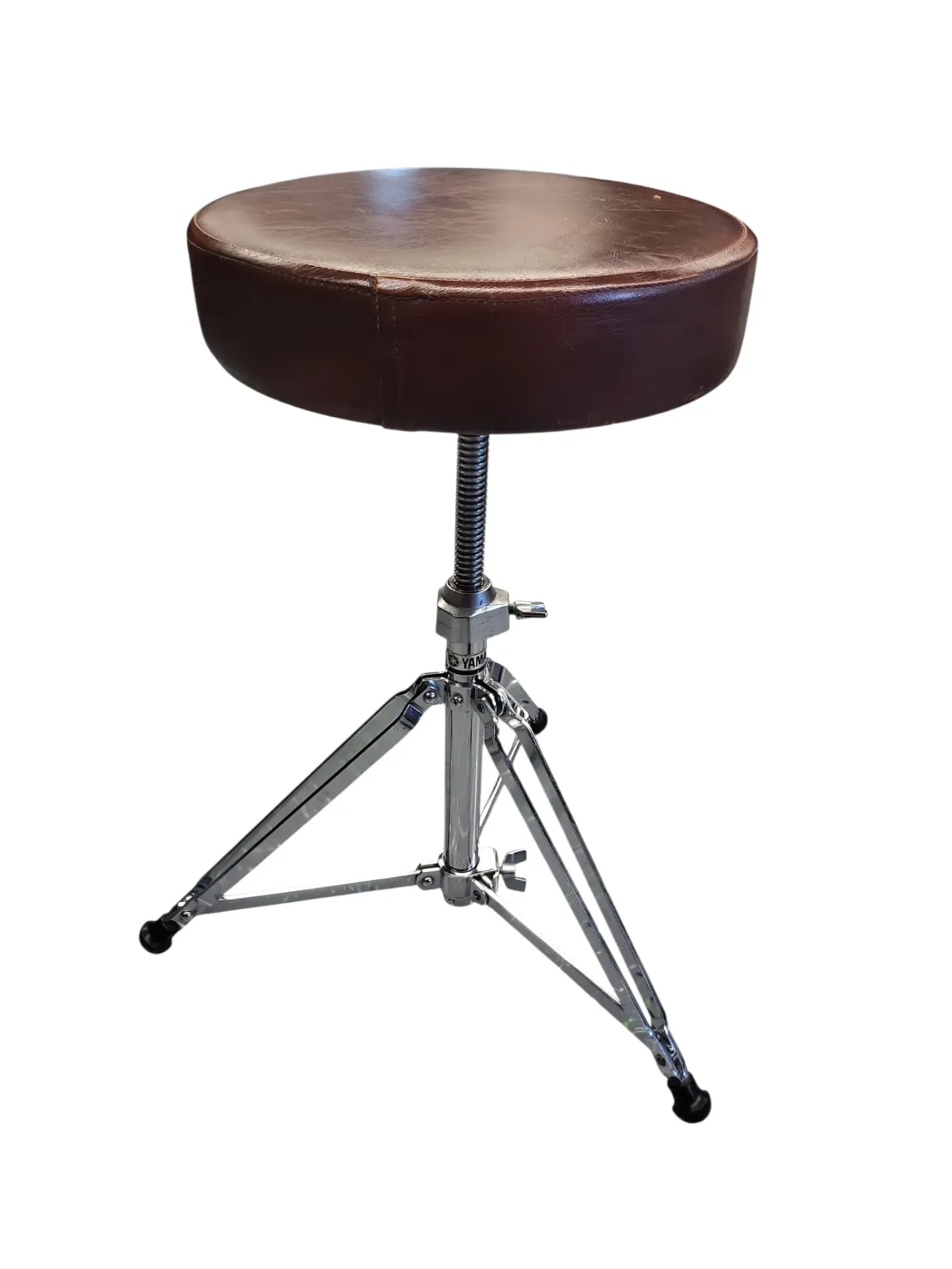 Yamaha Vintage Brown Seat Double Braced Professional Drum Throne, 70s/80s, Silver Label