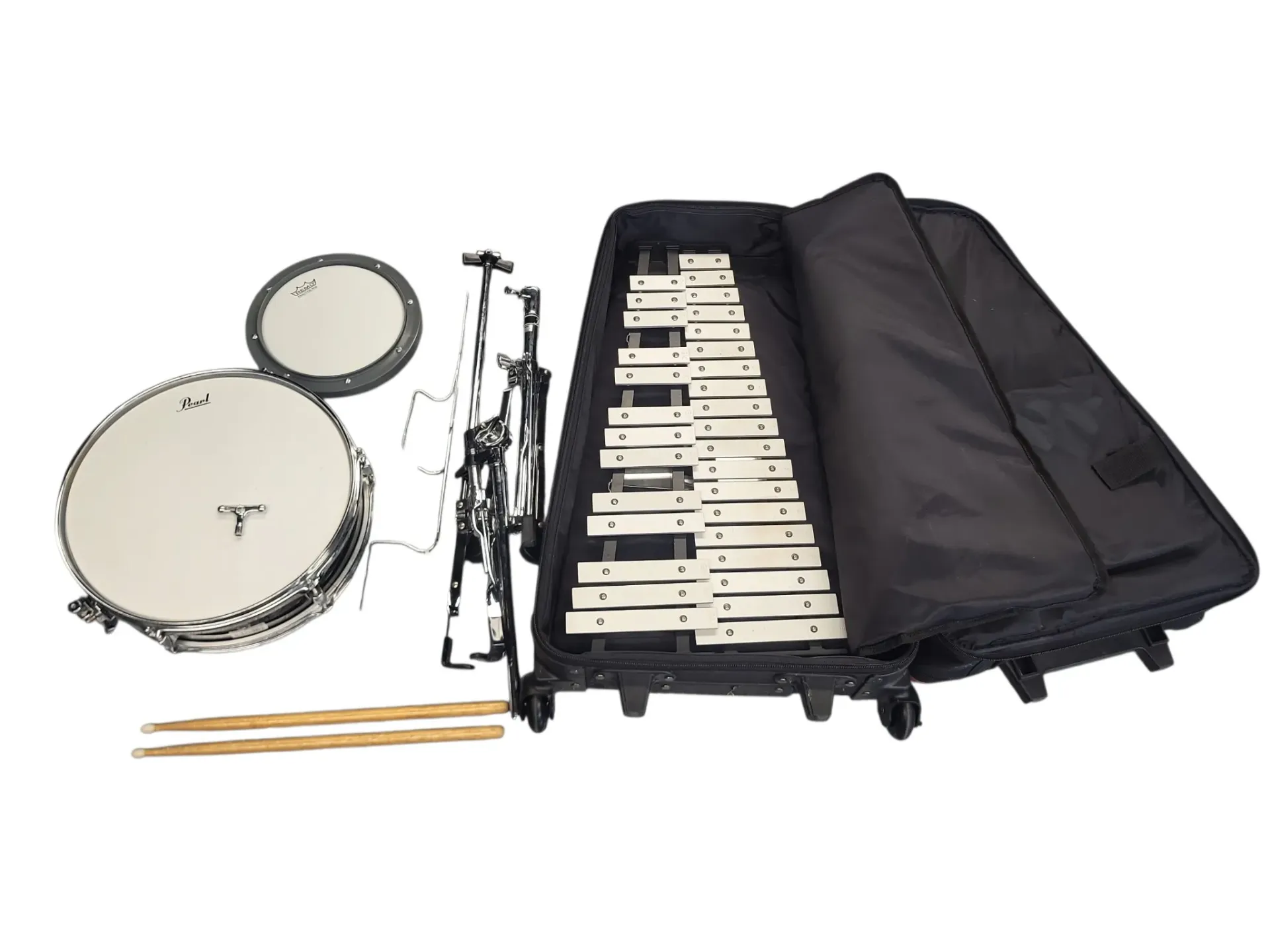 Pearl PL910C Snare Drum Bell Percussion Kit w/ Rolling Case
