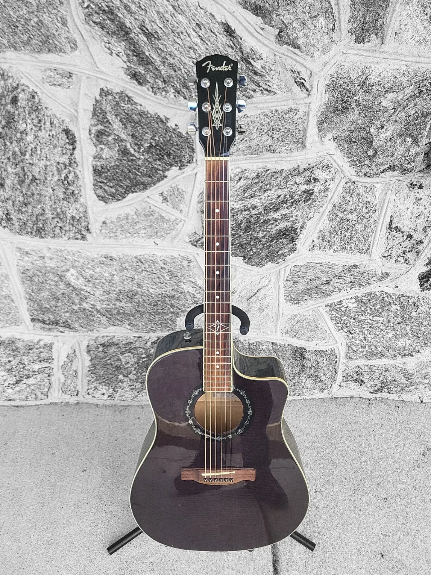 Fender T-Bucket 300 CE Dreadnought Cutaway Acoustic-Electric Guitar Transparent Black