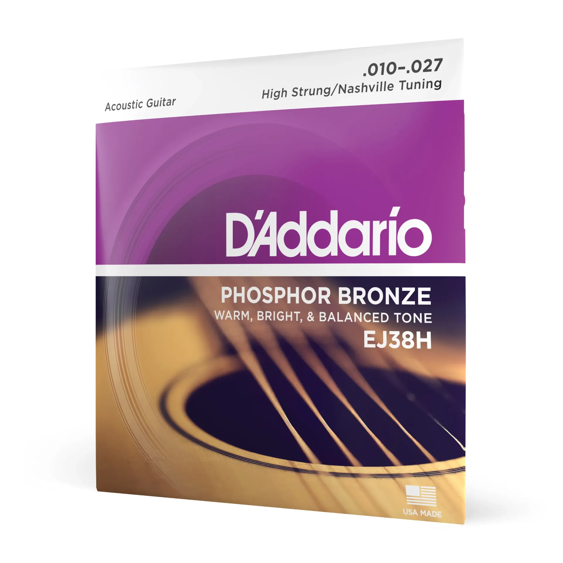 D'Addario EJ38H 10-27 High Strung/Nashville Tuning, Phosphor Bronze Acoustic Guitar Strings