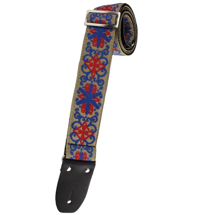 Henry Heller 2" Jaquard Guitar Strap, Tan with Blue