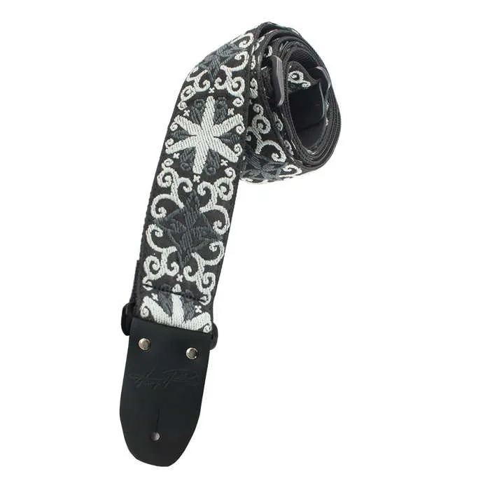 Henry Heller 2" Jaquard Guitar Strap, Black with Silver