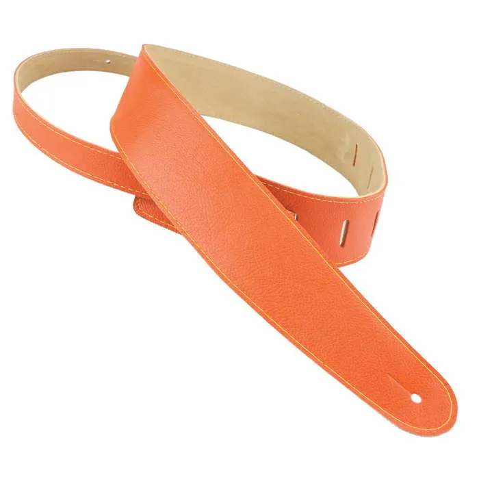 Henry Heller 2.5" Adjustable Luxe Capri Leather Guitar Strap, Orange