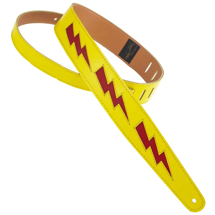 Henry Heller 2" DB Bolt Guitar Strap, Yellow with Red Bolt