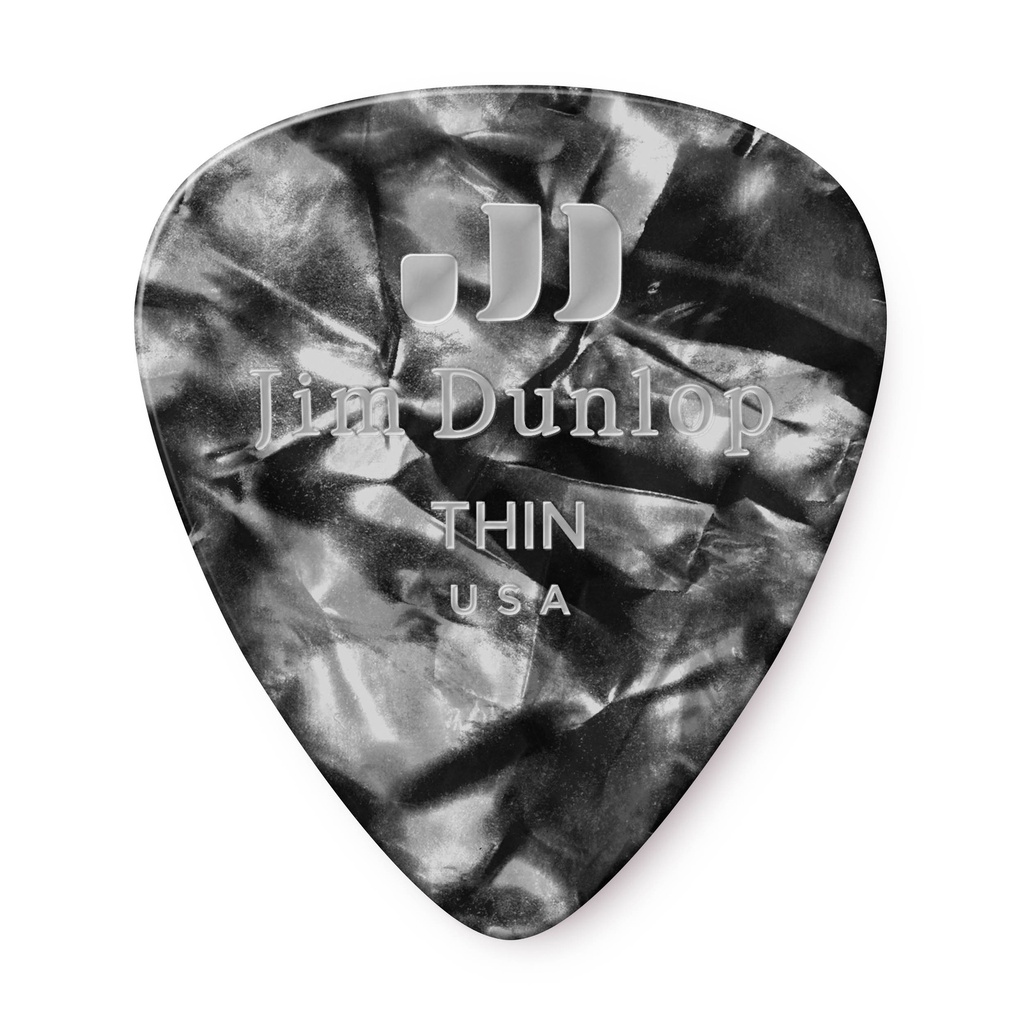 [483P02TH] Dunlop Geniune Celluloid Classics Picks (Thin, Black Pearl)