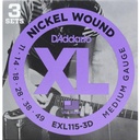 D'Addario XL Nickel Wound Strings, 11-49 Medium, EXL115-3D, 3 Pack