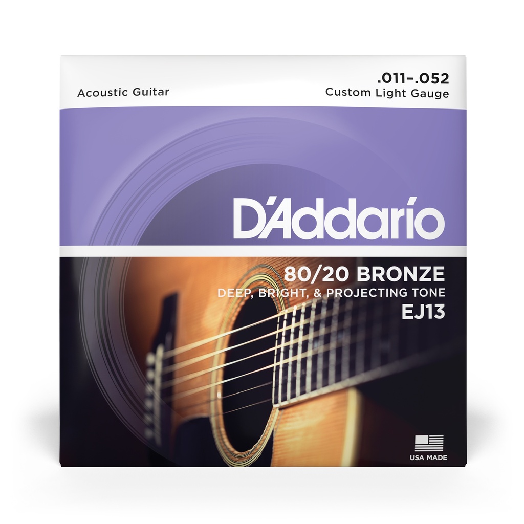D'Addario 80/20 Bronze Strings, 11-52 Custom Light, EJ13