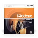 D'Addario 80/20 Bronze Strings, 10-47 Extra Light, EJ10