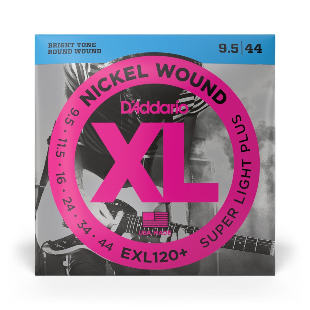 D'Addario XL Nickel Wound Electric Strings, Super Light Plus, 9.5-44, EXL120+