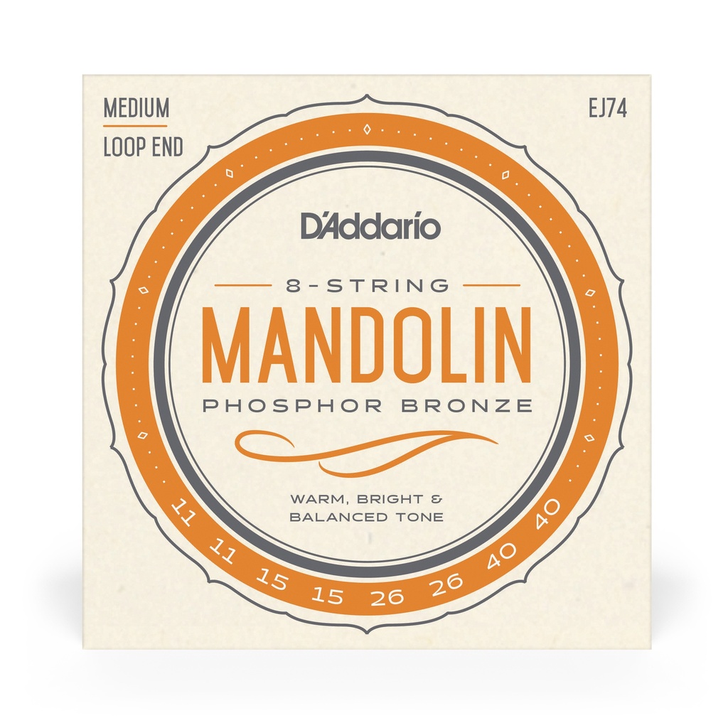 D'Addario Phosphor Bronze Mandolin Strings, 11-40 Medium, EJ74