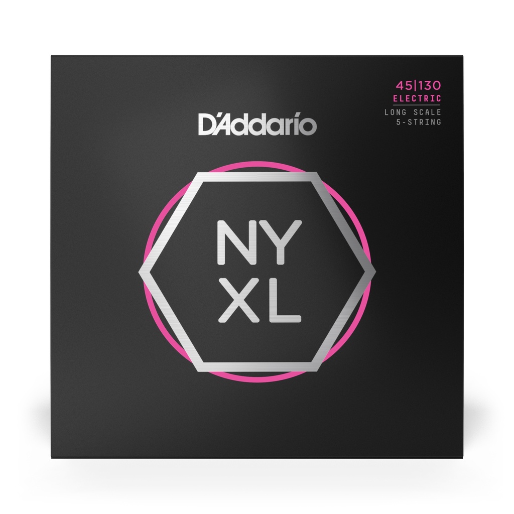 D'Addario NYXL Bass Guitar Strings, 5-string Regular Light, 45-130, Long Scale, NYXL45130