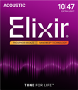 Elixir 16002 Phosphor Bronze Acoustic Guitar Strings with NANOWEB, Extra Light 10-47