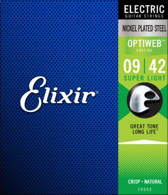Elixir 19002 Nickel Plated Steel Electric Guitar Strings with Optiweb, Super Light 9-42