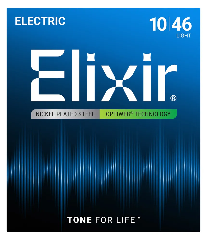 [19052] Elixir 19052 Nickel Plated Steel Electric Guitar Strings with Optiweb, Light 10-46