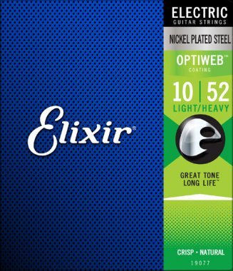 Elixir 19077 Nickel Plated Steel Electric Guitar Strings with Optiweb, Light Heavy 10-52