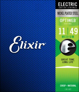 [19102] Elixir 19102 Nickel Plated Steel Electric Guitar Strings with Optiweb, Medium 11-49