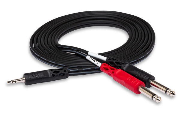 [CMP-159] Hosa CMP-159 Stereo Breakout Y-Cable, Male 3.5mm TRS to Dual Male 1/4" TS, 10 ft
